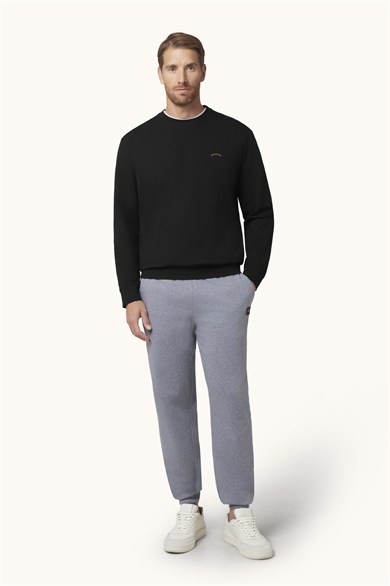 Paul Shark Erkek Normal Kesim Logo Detaylı Yuvarlak Yakalı Pamuklu Uzun Kollu Siyah Sweatshirt 16311828-011