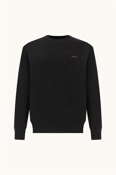 Paul Shark Erkek Normal Kesim Logo Detaylı Yuvarlak Yakalı Pamuklu Uzun Kollu Siyah Sweatshirt 16311828-011