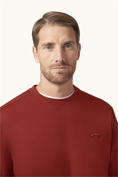 Paul Shark Erkek Normal Kesim Logo Detaylı Yuvarlak Yakalı Pamuklu Uzun Kollu Kırmızı Sweatshirt 16311828-636