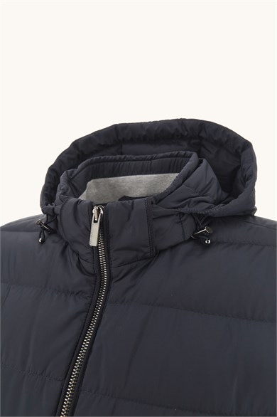 Paul Shark Erkek Pamuklu Regular Fit Kapitoneli Kapüşonlu Fermuarlı Lacivert Mont 99312008-013
