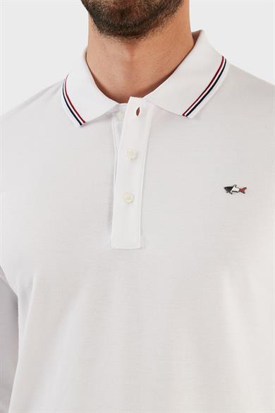 Paul Shark Erkek Polo Yaka Düğme Kapamalı Kısa Kollu Beyaz Polo Yaka T-Shirt 12311726A-010