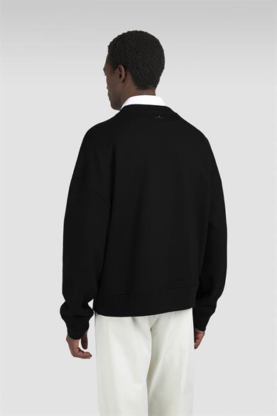 Paul Shark Erkek Rahat Kalıp Büyük Shark Logolu Pamuklu Uzun Kollu Siyah Sweatshirt 15311848-011
