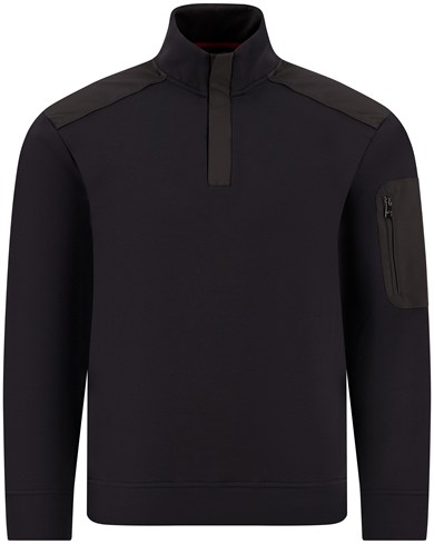 Paul Shark Erkek Regular Fit Esktra Yumuşak Pamuklu Yarım Fermuarlı Kol Cebi Detaylı Uzun Kollu Siyah Sweatshirt 16311817-011