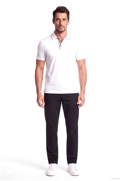Paul Shark Erkek Regular Fit Pamuklu Metalik Logo Detaylı Kısa Kollu Beyaz Polo Yaka T-Shirt 16311704SM-965