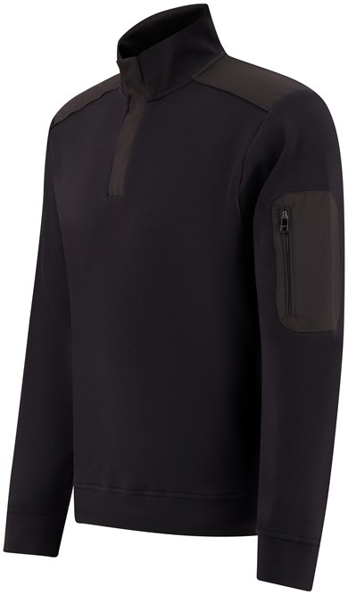 Paul Shark Erkek Regular Fit Esktra Yumuşak Pamuklu Yarım Fermuarlı Kol Cebi Detaylı Uzun Kollu Siyah Sweatshirt 16311817-011