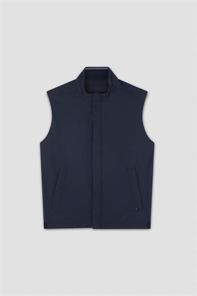 Paul Shark Erkek Regular Fit Rahat Esnek Kumaş Dik Yaka Uzun Kollu Lacivert Yelek 25412657-013