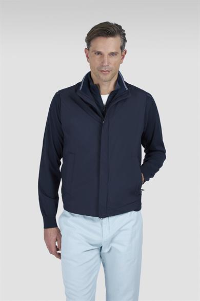 Paul Shark Erkek Regular Fit Rahat Esnek Kumaş Dik Yaka Uzun Kollu Lacivert Yelek 25412657-013