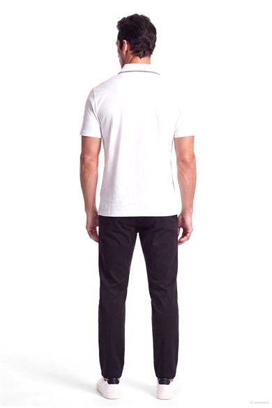 Paul Shark Erkek Regular Fit Pamuklu Metalik Logo Detaylı Kısa Kollu Beyaz Polo Yaka T-Shirt 16311704SM-965