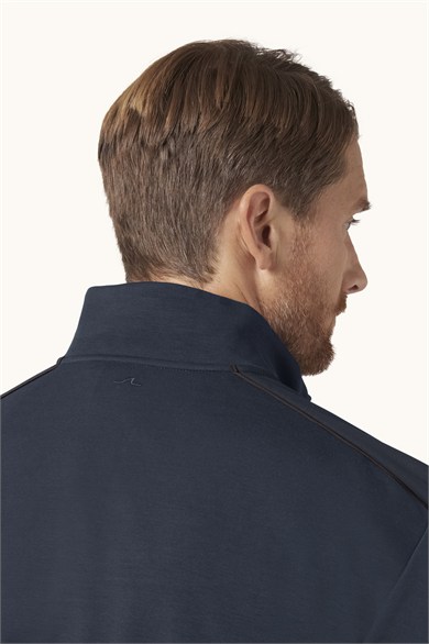 Paul Shark Erkek Regular Fit Esktra Yumuşak Pamuklu Yarım Fermuarlı Kol Cebi Detaylı Uzun Kollu Lacivert Sweatshirt 16311817-050