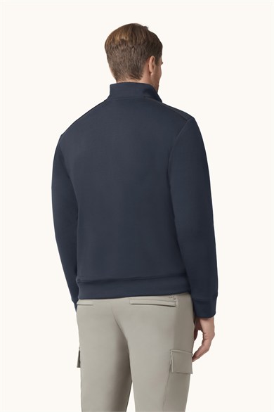 Paul Shark Erkek Regular Fit Esktra Yumuşak Pamuklu Yarım Fermuarlı Kol Cebi Detaylı Uzun Kollu Lacivert Sweatshirt 16311817-050