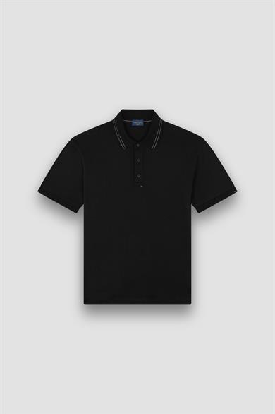 Paul Shark Erkek Regular Fit Pamuklu Kısa Kollu Siyah-Gümüş Polo Yaka T-Shirt 15311724-11D