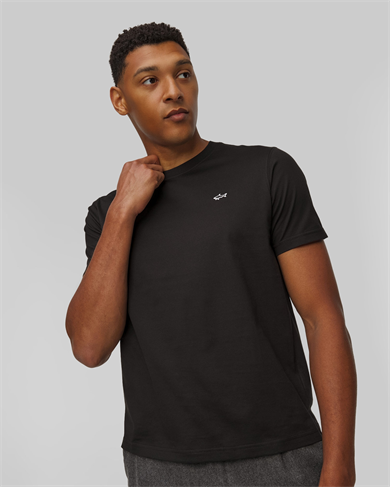 Paul Shark Erkek Regular Fit Ribanalı Yakalı Metalik Logo Detaylı Pamuklu Kısa Kollu Siyah T-Shirt 99311005-011
