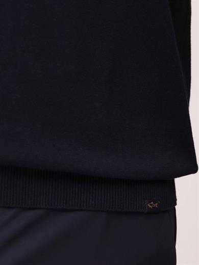 Paul Shark Erkek Regular Fit Yarım Fermuarlı Kolları Çizgi Desenli Kısa Kollu Lacivert-Beyaz Polo Yaka T-Shirt 25411645A-318