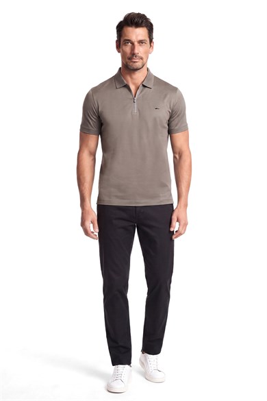Paul Shark Erkek Regular Fit Logo Detaylı Pamuklu Kısa Kollu Kahverengi Polo Yaka T-Shirt 26411262SM-323