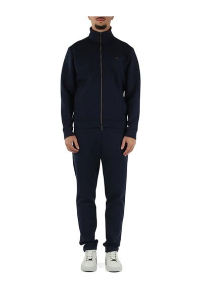 Paul Shark Erkek Regular Fit Metalik Logolu Dik Yakalı Beli İp Bağlamalı Modal ve Pamuk Karışımlı Lacivert Eşofman Takımı 16311901A-51E