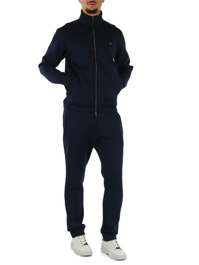 Paul Shark Erkek Regular Fit Metalik Logolu Dik Yakalı Beli İp Bağlamalı Modal ve Pamuk Karışımlı Lacivert Eşofman Takımı 16311901-51E