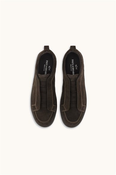 Paul Shark Erkek Süet Deri Logo Kabartmalı Düşük Bilekli Kahverengi Sneaker 16318012-306