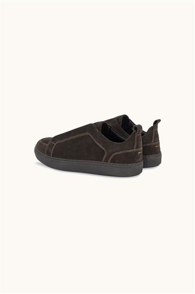 Paul Shark Erkek Süet Deri Logo Kabartmalı Düşük Bilekli Kahverengi Sneaker 16318012-306