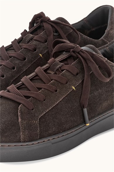 Paul Shark Erkek Süet Deri Logo Armalı Bağcıklı Düz ve Rahat Tabanlı Kahverengi Sneaker 16318007-306