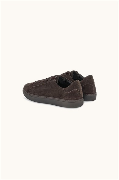 Paul Shark Erkek Süet Deri Logo Armalı Bağcıklı Düz ve Rahat Tabanlı Kahverengi Sneaker 16318007-306