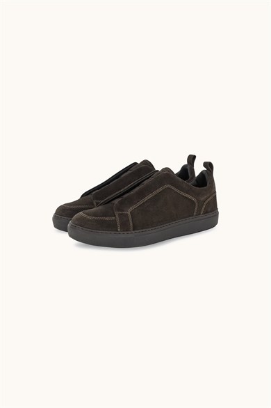 Paul Shark Erkek Süet Deri Logo Kabartmalı Düşük Bilekli Kahverengi Sneaker 16318012-306