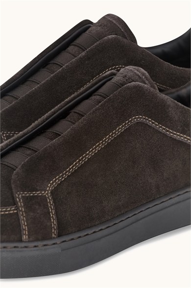 Paul Shark Erkek Süet Deri Logo Kabartmalı Düşük Bilekli Kahverengi Sneaker 16318012-306