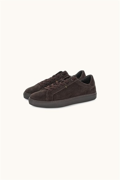 Paul Shark Erkek Süet Deri Logo Armalı Bağcıklı Düz ve Rahat Tabanlı Kahverengi Sneaker 16318007-306