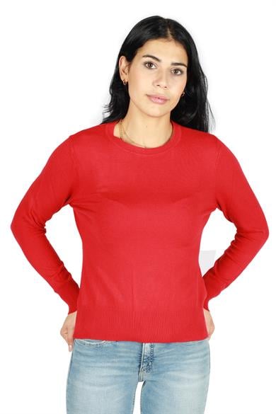 Sempre Kadın Pamuklu Regular Fit Yuvarlak Yaka Kırmızı Kazak 8001TRKB-KIRMIZI