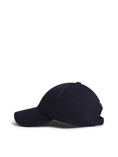 Tommy Hilfiger Erkek %100 Organik Pamuklu Ayarlanabilir Metal Tokalı Bayrak Logo Nakışlı Lacivert Şapka AM0AM14099-DW6