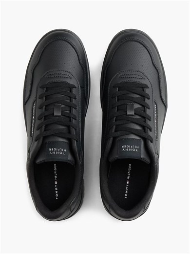 Tommy Hilfiger Erkek Deri Bağlamalı Rahat Taban Düz Model Siyah Sneaker FM0FM05927-BDS