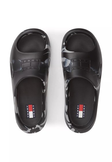 Tommy Hilfiger Erkek Desenli Rahat Tabanlı Siyah Terlik EM0EM01743-BDS