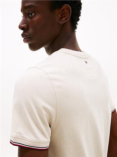 Tommy Hilfiger Erkek Dokuma Kumaş Kısa Kol Düz Model Bej T-Shirt MW0MW32584-ACG