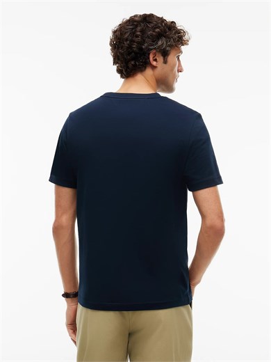 Tommy Hilfiger Erkek Dokuma Bisiklet Yaka Kısa Kollu Günlük Lacivert T-Shirt MW0MW44875-DW5