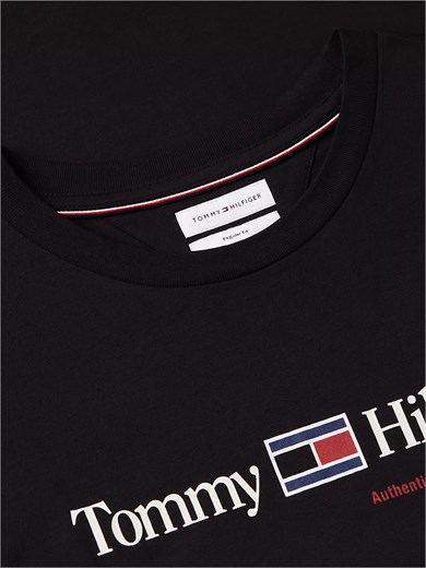 Tommy Hilfiger Erkek Dokuma Bisiklet Yaka Kısa Kollu Günlük Siyah T-Shirt MW0MW44875-BDS
