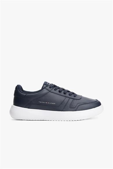Tommy Hilfiger Tommy Hilfiger Erkek Düşük Bilekli Kalın Taban Logo Dokulu %100 Deri Lacivert Sneaker FM0FM05529-DW5