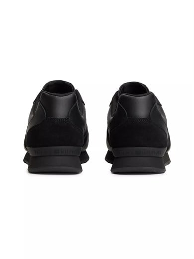 Tommy Hilfiger Erkek Hakiki Deri Süet Panelli Topuğu Kabartma Logolu Siyah Sneaker FM0FM06002-BDS