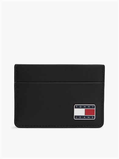 Tommy Hilfiger Erkek Hakiki Deri Pürüzsüz Yüzey Logo Plakalı Çok Kart Bölmeli Siyah Cüzdan AM0AM14631-BDS