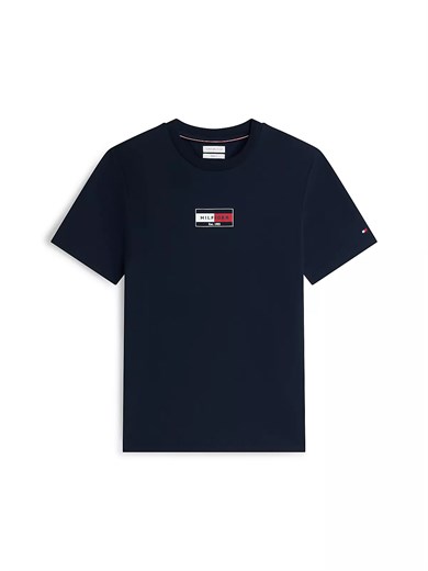 Tommy Hilfiger Erkek Kısa Kol Pamuklu Regular Fit Lacivert T-Shirt MW0MW44882-DW5
