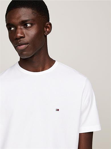 Tommy Hilfiger Erkek Kısa Kol Bisiklet Yaka Tommy Hilfiger Yazı Desen Slim Fit Beyaz T-Shirt MW0MW37313-YBR