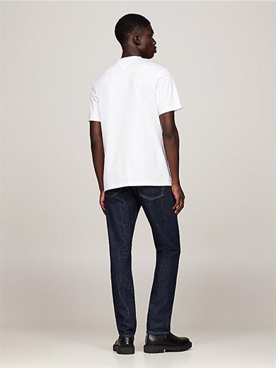 Tommy Hilfiger Erkek Kısa Kol Bisiklet Yaka Tommy Hilfiger Yazı Desen Slim Fit Beyaz T-Shirt MW0MW37313-YBR