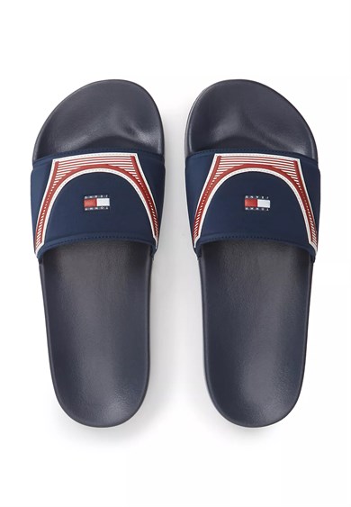 Tommy Hilfiger Erkek Logo Detaylı Rahat Taban Lacivert Terlik EM0EM01742-0GZ