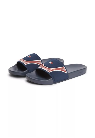 Tommy Hilfiger Erkek Logo Detaylı Rahat Taban Lacivert Terlik EM0EM01742-0GZ