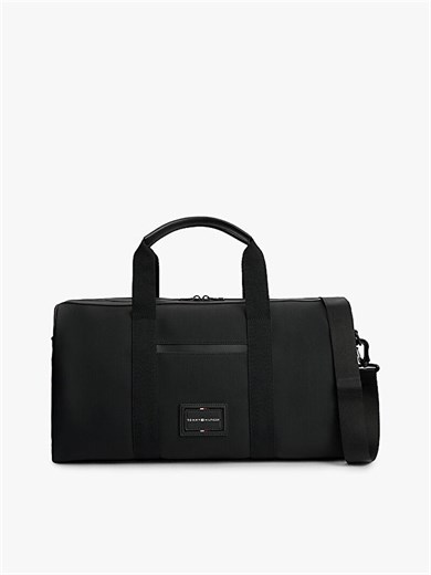 Tommy Hilfiger Erkek Logo Etiketli Çıkarılabilir Uzun Askılı Geniş İç Hacimli Siyah El Çantası AM0AM14441-BDS