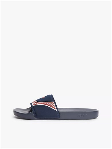 Tommy Hilfiger Erkek Logo Detaylı Rahat Taban Lacivert Terlik EM0EM01742-0GZ