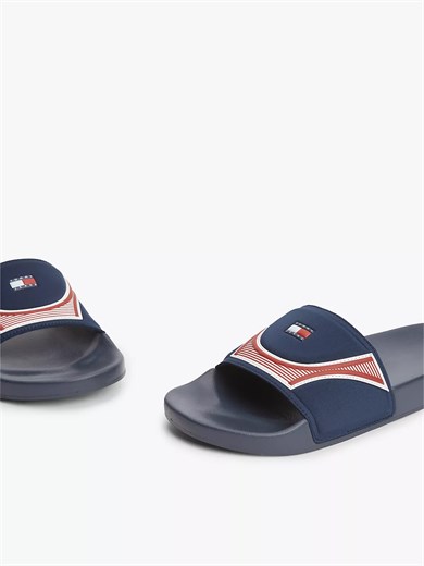 Tommy Hilfiger Erkek Logo Detaylı Rahat Taban Lacivert Terlik EM0EM01742-0GZ