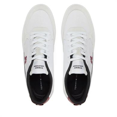 Tommy Hilfiger Erkek Marka Logolu Bağcıklı Kaydırmaz Tabanlı Günlük Beyaz Sneaker FM0FM04929-YBS