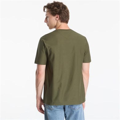 Tommy Hilfiger Erkek Pamuklu Bisiklet Yaka Kısa Kollu Yeşil T-Shirt MW0MW44888-MT1
