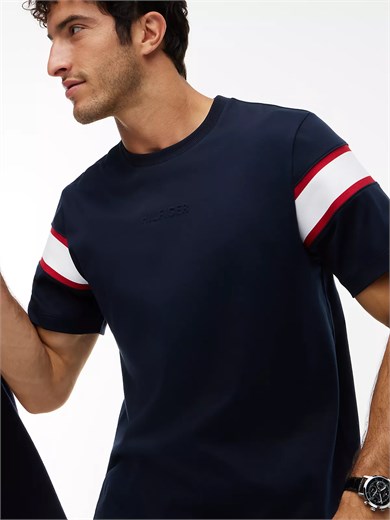 Tommy Hilfiger Erkek Regular Fit Esnek Pamuklu Bisiklet Yaka Kısa Kollu Lacivert T-Shirt MW0MW44918-DW5