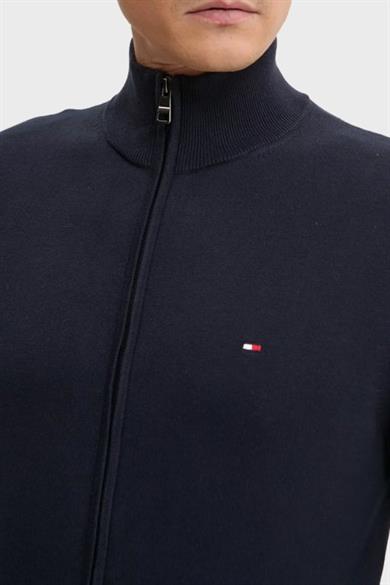 Tommy Hilfiger Erkek Regular Fit %100 Pamuklu Fermuarlı Dik Yaka Uzun Kollu Lacivert Hırka MW0MW36517-DW5