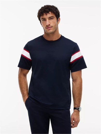 Tommy Hilfiger Erkek Regular Fit Esnek Pamuklu Bisiklet Yaka Kısa Kollu Lacivert T-Shirt MW0MW44918-DW5